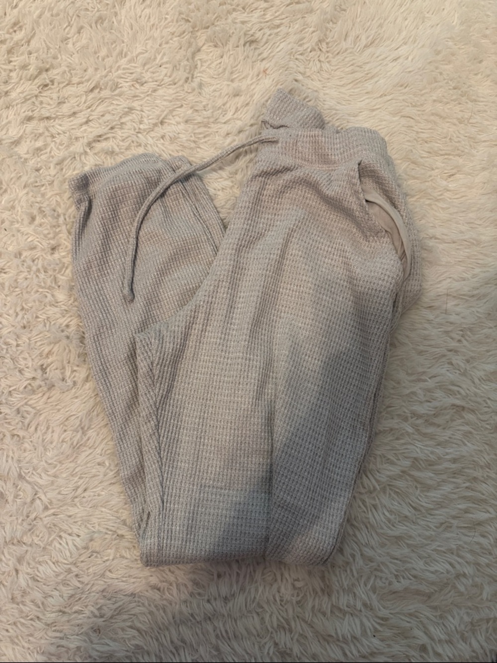 aerie Light Gray Waffle Knit Joggers